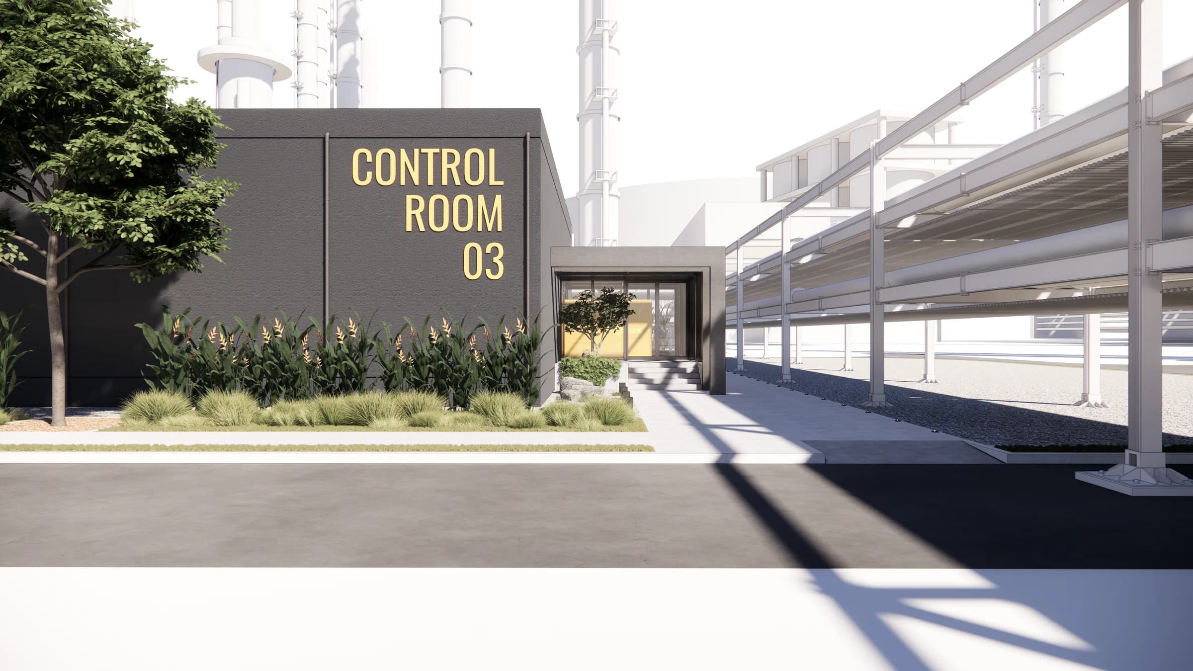 Kraftwerk factory control room and process structures designed by PAD